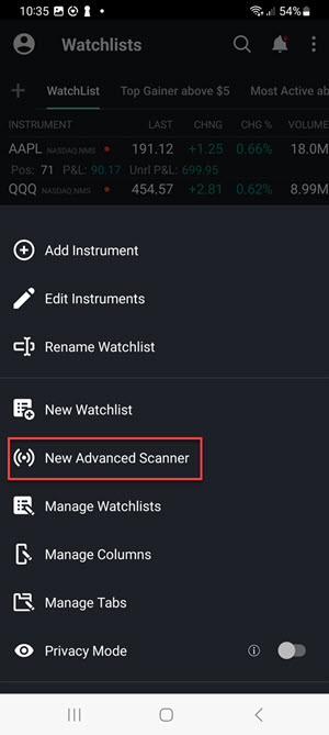 The new advanced scanner on the Android Phone